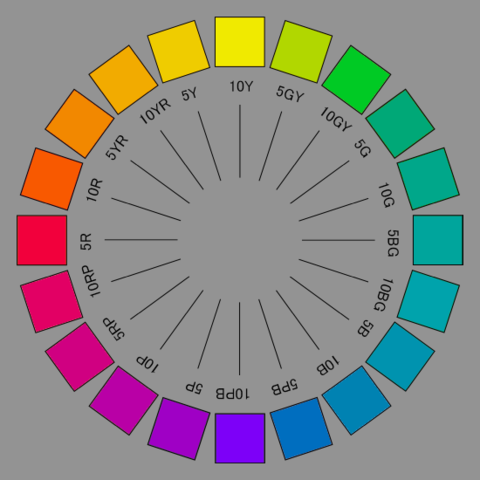 "MunsellColorWheel". Licensed under CC BY-SA 3.0 via Commons - https://commons.wikimedia.org/wiki/File:MunsellColorWheel.png#/media/File:MunsellColorWheel.png
